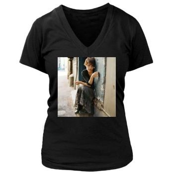 Shannyn Sossamon Women's Deep V-Neck TShirt