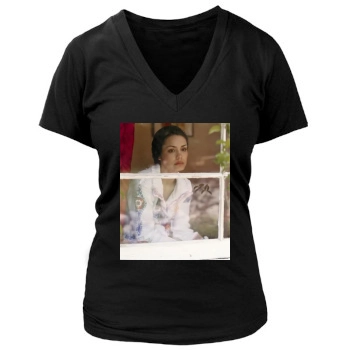 Shannyn Sossamon Women's Deep V-Neck TShirt