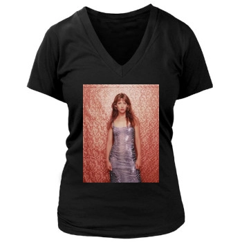 Sophie Marceau Women's Deep V-Neck TShirt