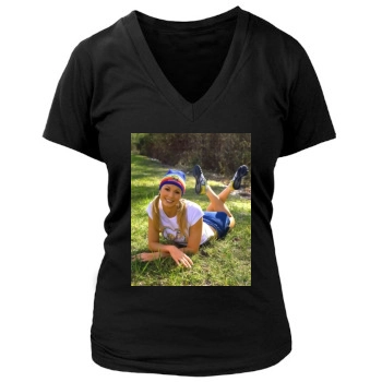 Stacy Keibler Women's Deep V-Neck TShirt