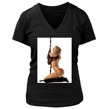 Stacy Keibler Women's Deep V-Neck TShirt