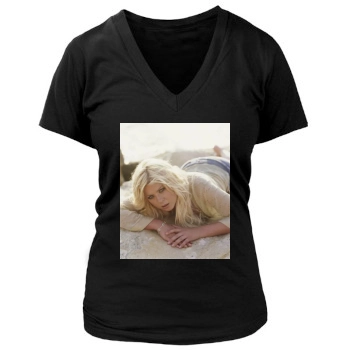 Tara Reid Women's Deep V-Neck TShirt