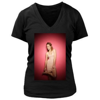 Tricia Helfer Women's Deep V-Neck TShirt