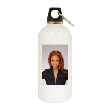 Tyra Banks White Water Bottle With Carabiner