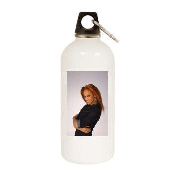 Tyra Banks White Water Bottle With Carabiner