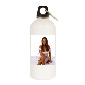 Tyra Banks White Water Bottle With Carabiner