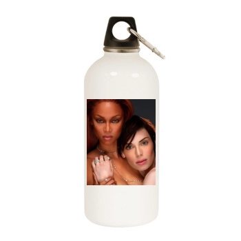 Tyra Banks White Water Bottle With Carabiner