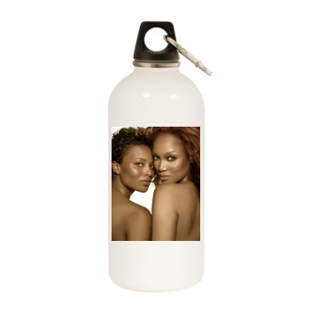 Tyra Banks White Water Bottle With Carabiner