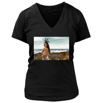 Alessandra Ambrosio Women's Deep V-Neck TShirt