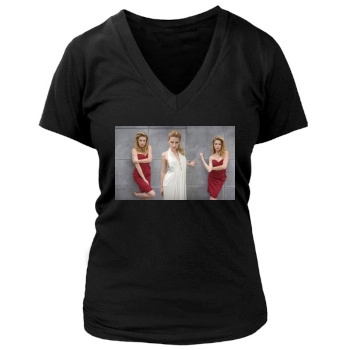 Amber Heard Women's Deep V-Neck TShirt