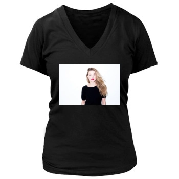 Amber Heard Women's Deep V-Neck TShirt