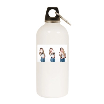 Amber Heard White Water Bottle With Carabiner