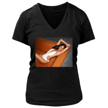 Olivia Munn Women's Deep V-Neck TShirt