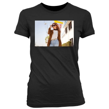 Ashley Tisdale Women's Junior Cut Crewneck T-Shirt