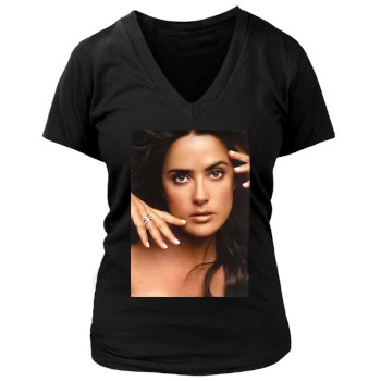 Salma Hayek Women's Deep V-Neck TShirt