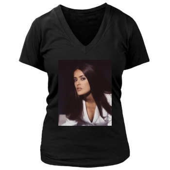 Salma Hayek Women's Deep V-Neck TShirt