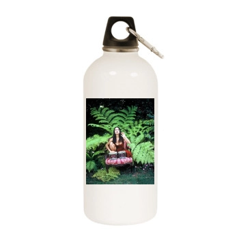 Salma Hayek White Water Bottle With Carabiner