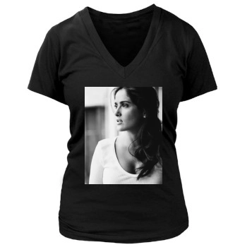 Salma Hayek Women's Deep V-Neck TShirt