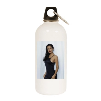 Salma Hayek White Water Bottle With Carabiner