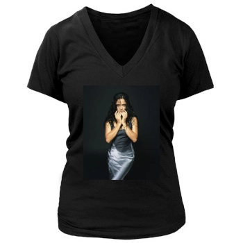 Salma Hayek Women's Deep V-Neck TShirt