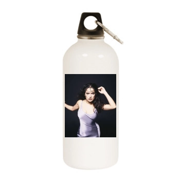 Salma Hayek White Water Bottle With Carabiner