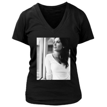 Salma Hayek Women's Deep V-Neck TShirt