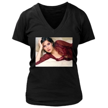 Salma Hayek Women's Deep V-Neck TShirt