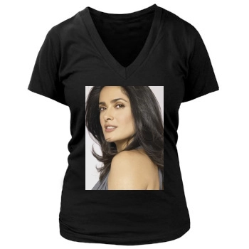 Salma Hayek Women's Deep V-Neck TShirt