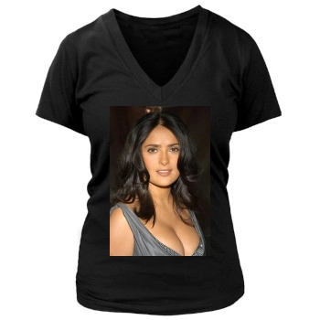 Salma Hayek Women's Deep V-Neck TShirt