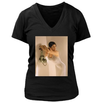 Salma Hayek Women's Deep V-Neck TShirt