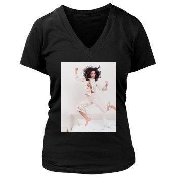 Salma Hayek Women's Deep V-Neck TShirt