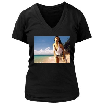 Salma Hayek Women's Deep V-Neck TShirt