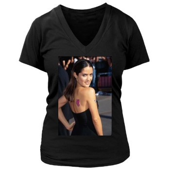 Salma Hayek Women's Deep V-Neck TShirt