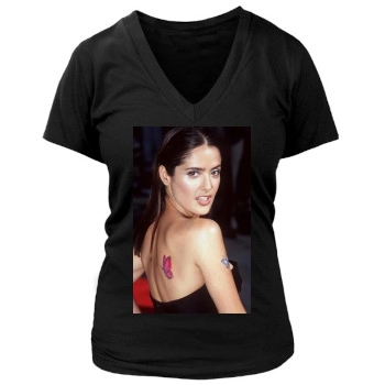 Salma Hayek Women's Deep V-Neck TShirt