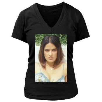 Salma Hayek Women's Deep V-Neck TShirt