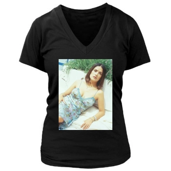 Salma Hayek Women's Deep V-Neck TShirt