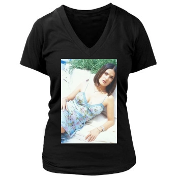 Salma Hayek Women's Deep V-Neck TShirt