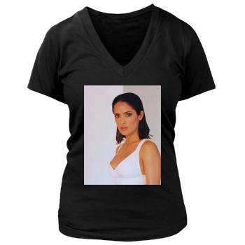 Salma Hayek Women's Deep V-Neck TShirt