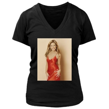 Sarah Michelle Gellar Women's Deep V-Neck TShirt