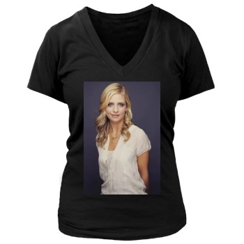 Sarah Michelle Gellar Women's Deep V-Neck TShirt