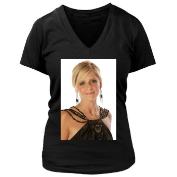 Sarah Michelle Gellar Women's Deep V-Neck TShirt