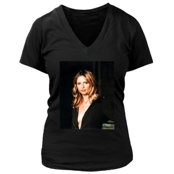 Sarah Michelle Gellar Women's Deep V-Neck TShirt