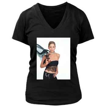 Sarah Michelle Gellar Women's Deep V-Neck TShirt