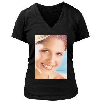 Sarah Michelle Gellar Women's Deep V-Neck TShirt