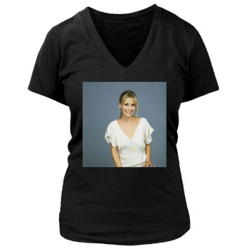 Sarah Michelle Gellar Women's Deep V-Neck TShirt