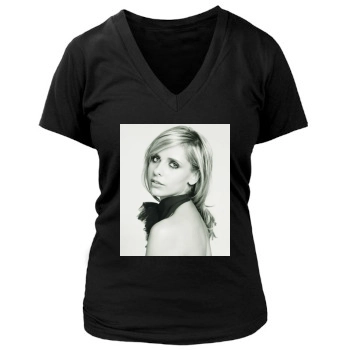 Sarah Michelle Gellar Women's Deep V-Neck TShirt