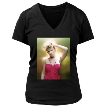 Scarlett Johansson Women's Deep V-Neck TShirt