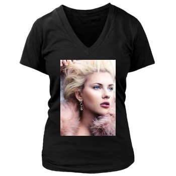 Scarlett Johansson Women's Deep V-Neck TShirt