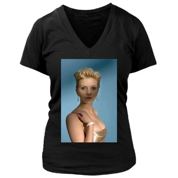 Scarlett Johansson Women's Deep V-Neck TShirt