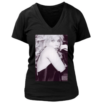 Scarlett Johansson Women's Deep V-Neck TShirt